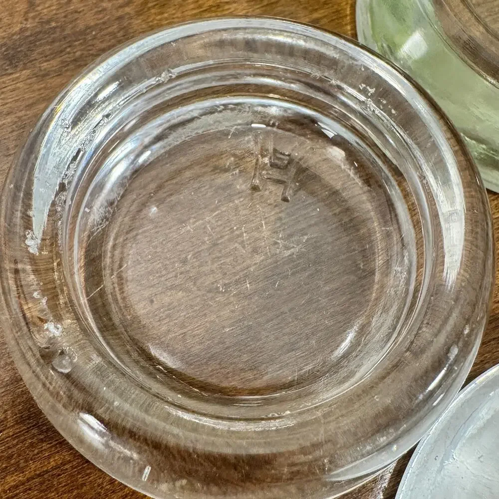 Vintage Hazel Atlas Clear Glass Furniture Coasters Caster Crystal Rock Holders